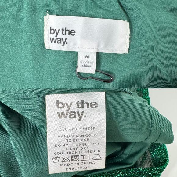 By The Way. Aran Dress Metallic Green Mini Sparky Revolve Party Vegas Size M - Picture 9 of 10